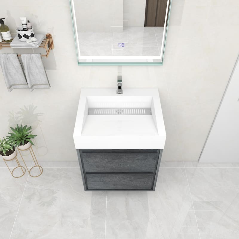 Victoria 24" Wall Mounted Modern Vanity with Acrylic Sink