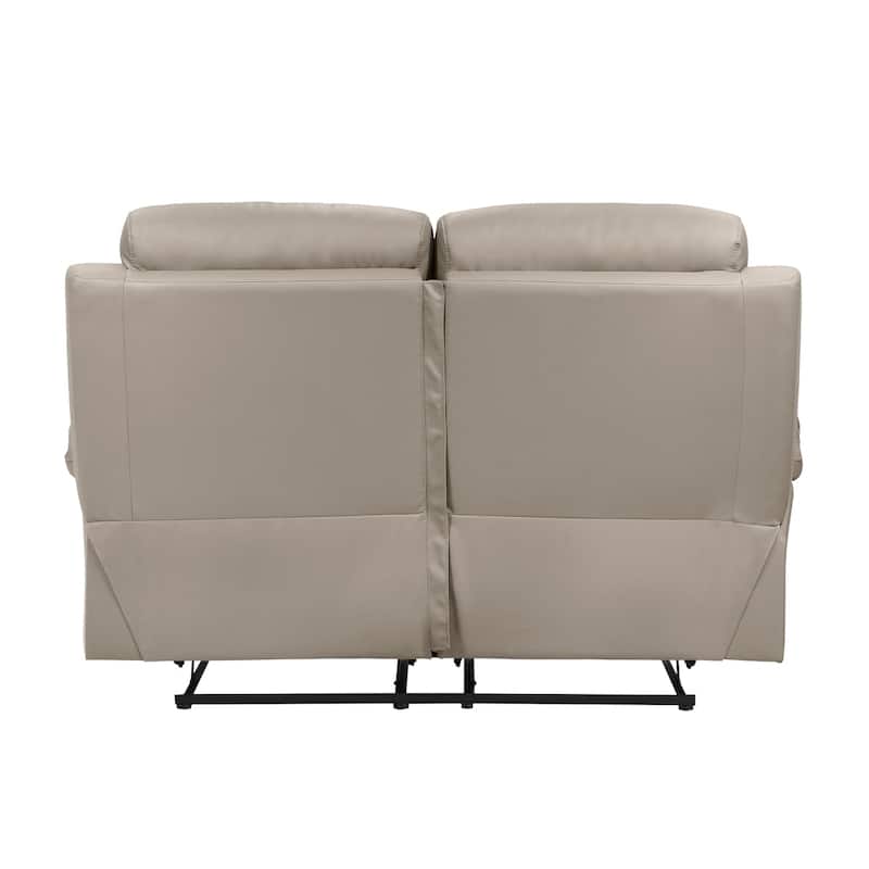 Hanna Manual Double Recliner Loveseat, Latte Brown Leather, 64 Inch