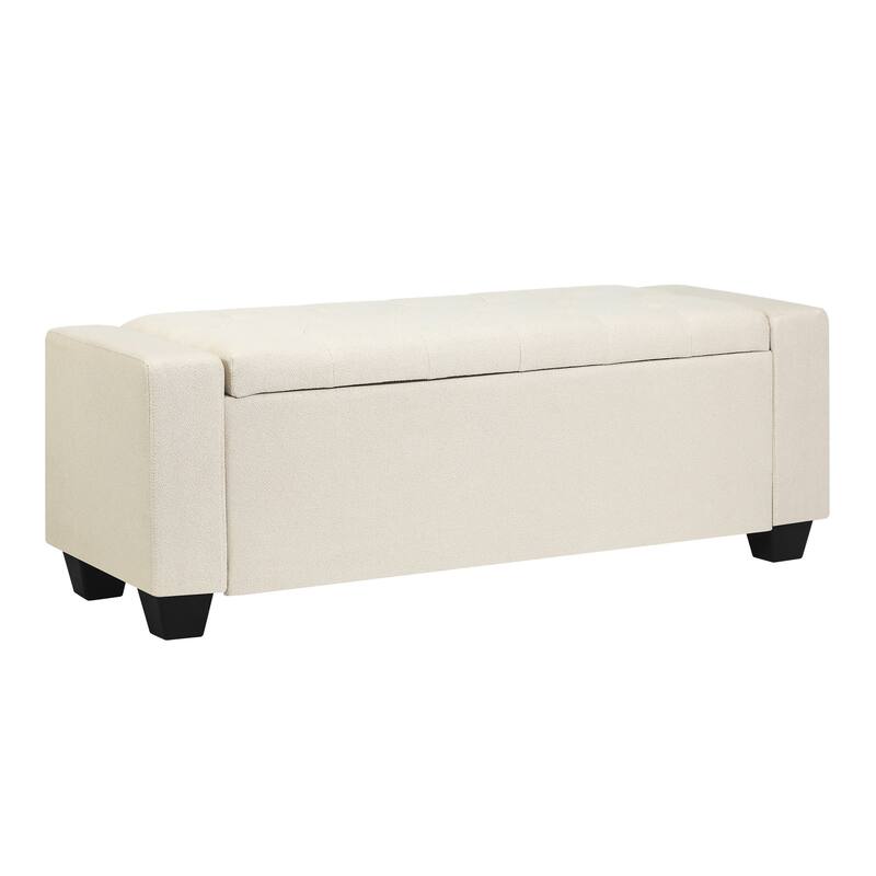Adeco Rectangle Storage Ottoman Bench for Living Room, Bedroom