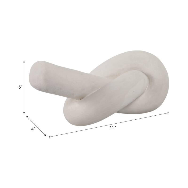 Pottery and Cement Novelty Knot Decorative Sculpture - 11" White - 11" x 4" x 5"