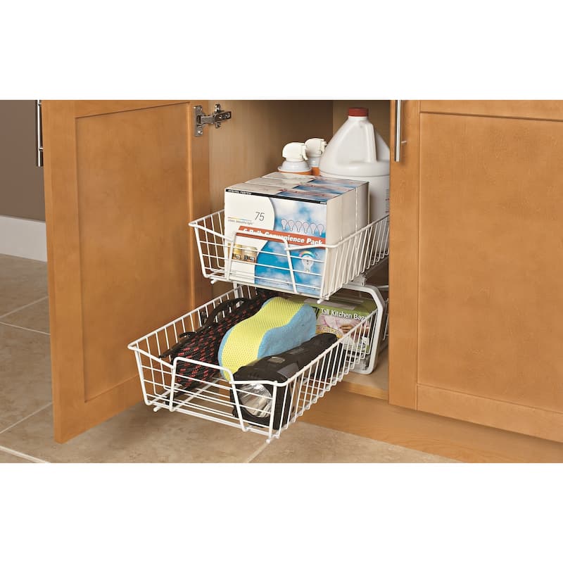 ClosetMaid White Finish 12in Two-Tier Pull Out Cabinet Organizer