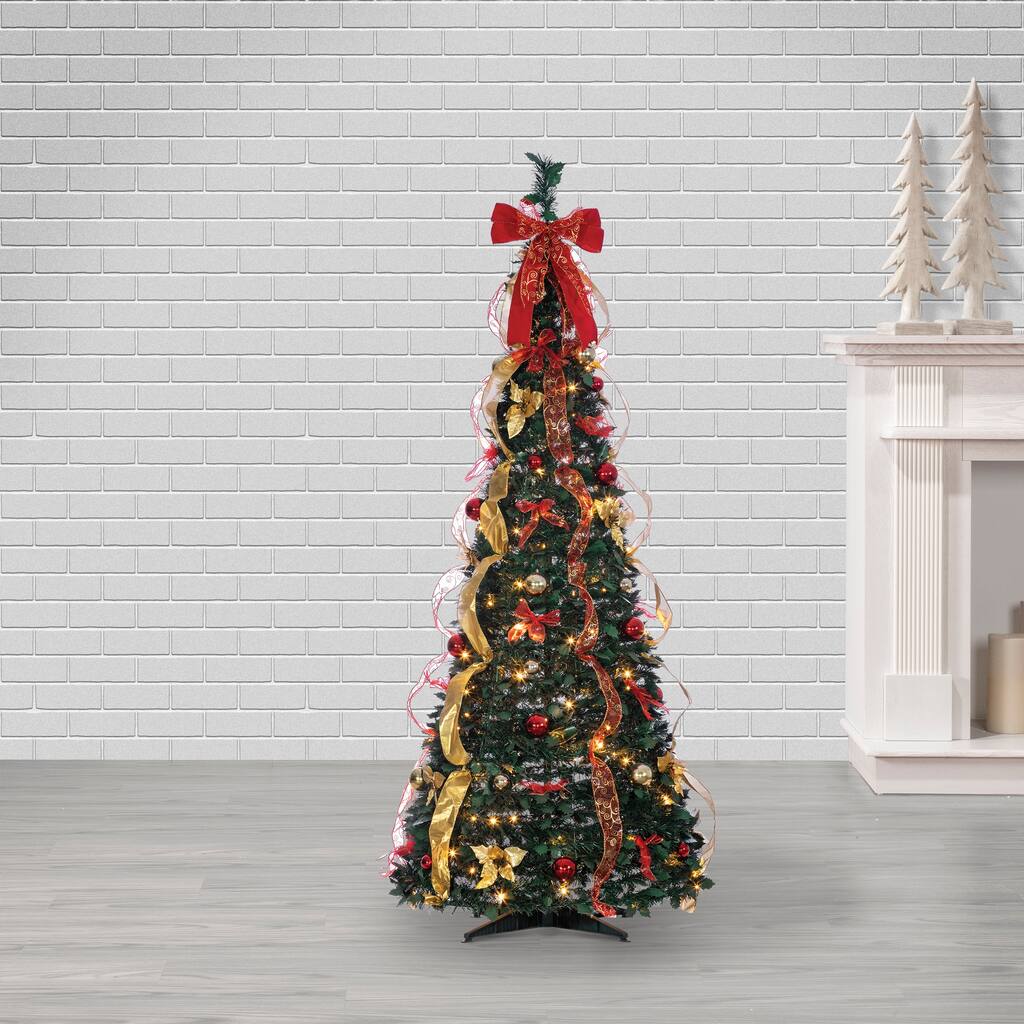 6 ft. Pre Lit Warm White LED Pop Up LED Decorative Tree - Overstock ...