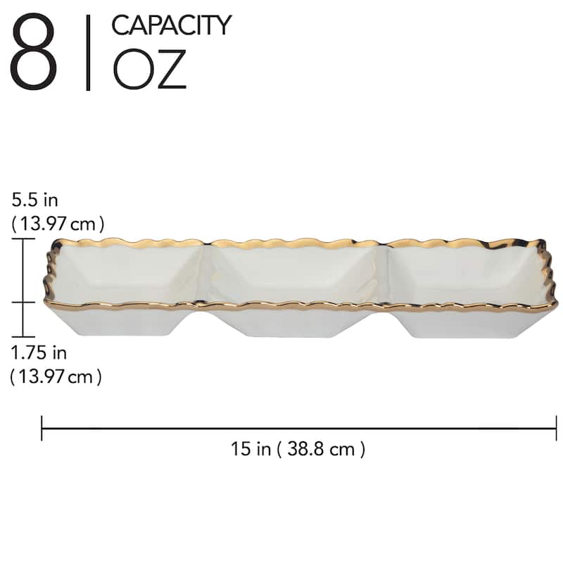 Certified International Regency Gold 3 Section Tray 15" X 5.5" - 15" x 5.5" x 1.75"