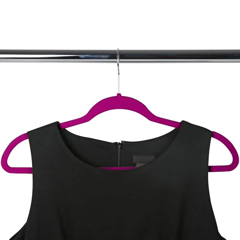 10 Super Slim Velvet Huggable Hangers in Fuchsia - 1.97" x 17.72" x 9.25"