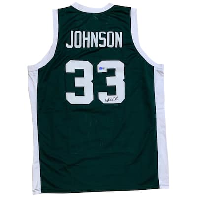 Magic Johnson Autographed College Style Green Signed Basketball Jersey Beckett COA - 8'6" x 11'6"
