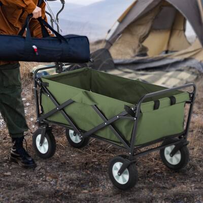 GDY Convenient Outdoor Camping Wagon, Folding Cart with Wheels, Outdoor Shopping Trolley