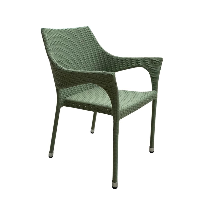 Lorenzo Outdoor Wicker Stacking Armchairs (Set of 4) - Pastel Green