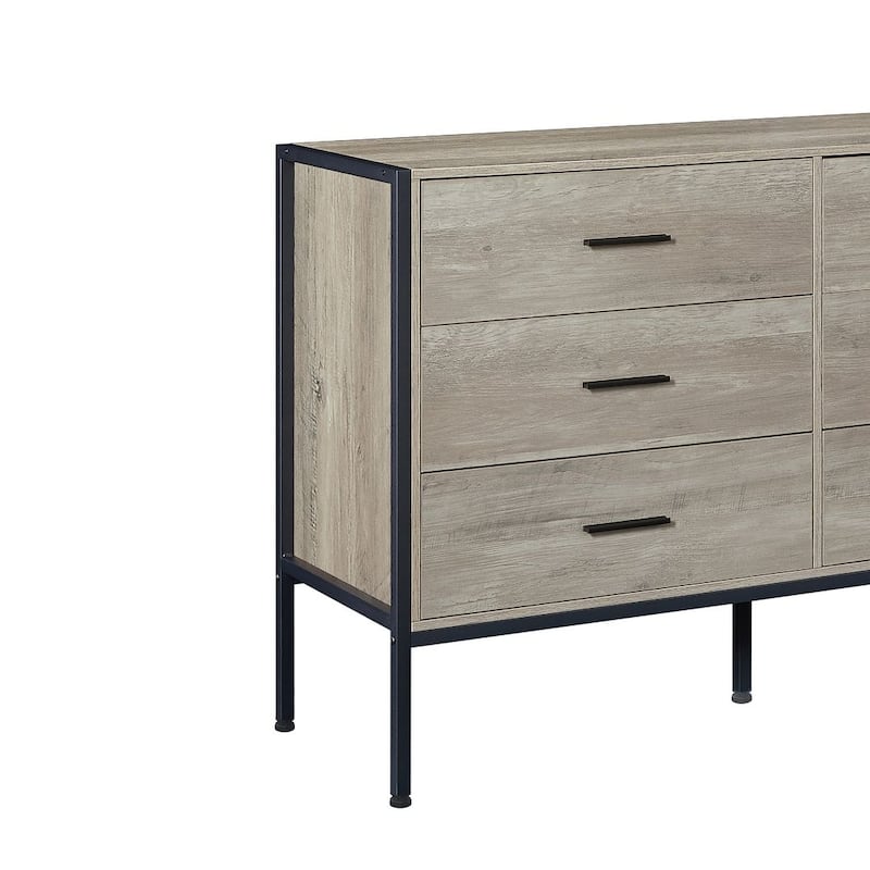 48.58" Modern Rustic Grey Wood Dresser Chest With Drawers