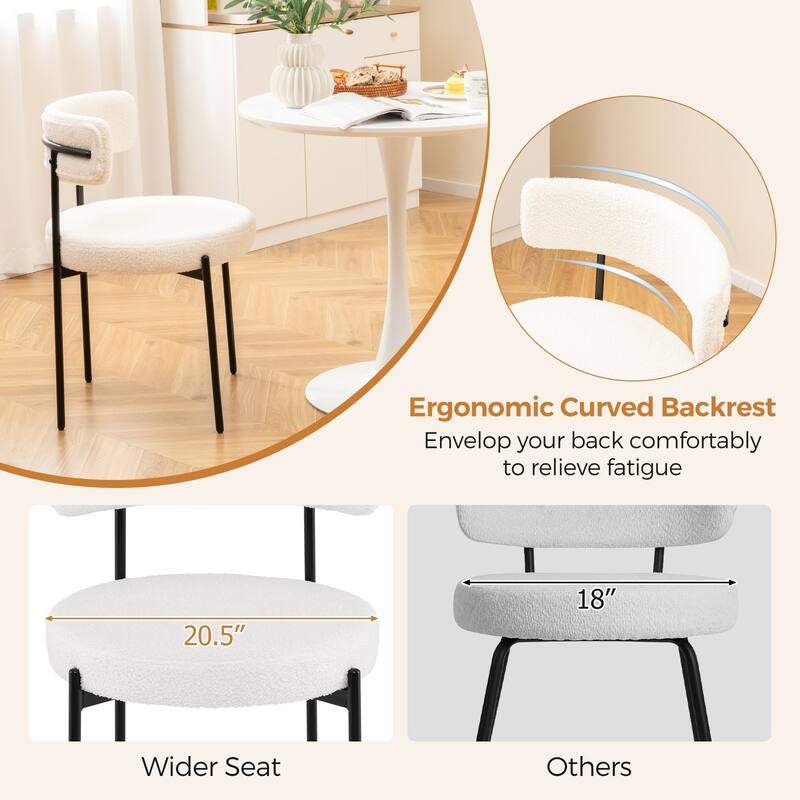 Gymax Round Dining Chairs Set of 2 w/ Curved Backrest Filled Sponge