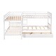 preview thumbnail 17 of 24, Twin Over Twin Size L-Shaped Bunk Bed with 2 Upper Bed and 2 Bottom Beds, Wooden Bunk Bed with Drawers, Ladder and Guardrails