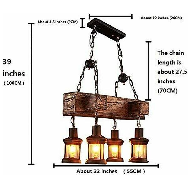 Rustic Ceiling Lamp Chandelier Pendant Lighting Fixture Hanging Light 22" x 39" On Sale