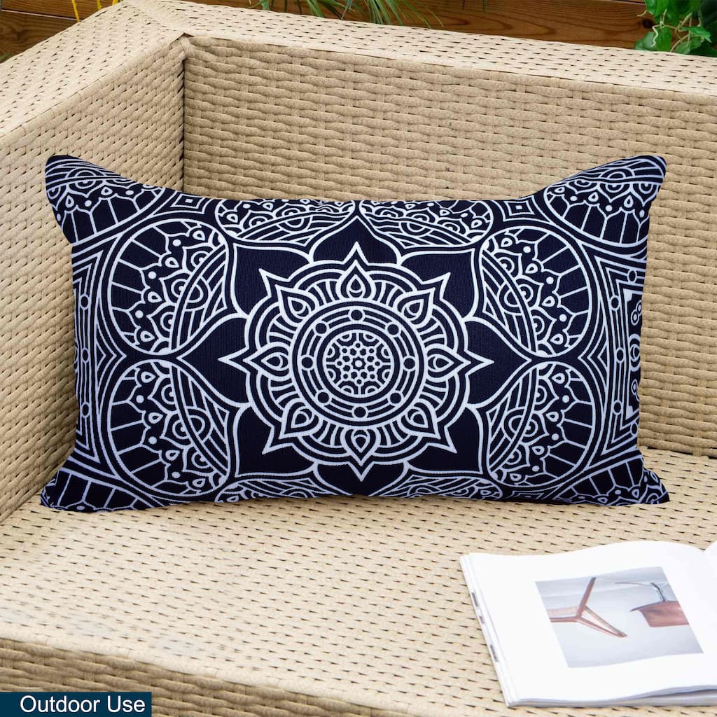 Decorative Indoor Outdoor Waterproof Throw Pillows 12''x20'' Inches with Inserts for Your Patio Furniture, Chairs, Indoor Décor