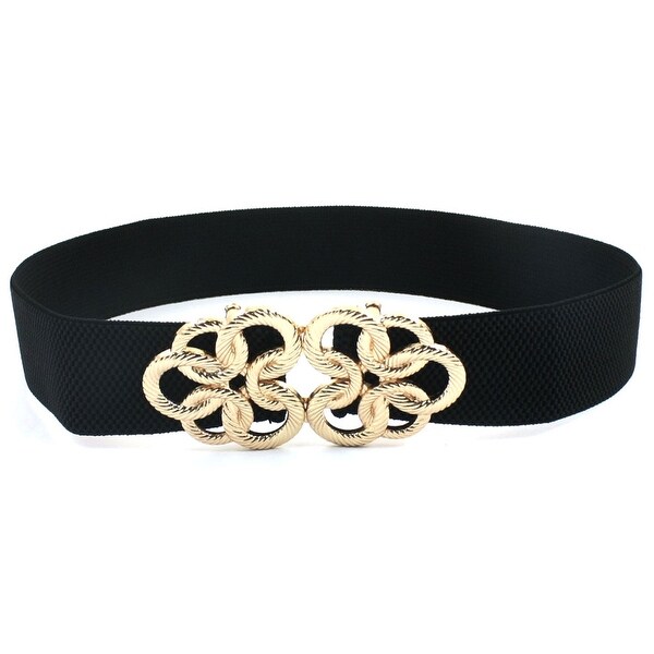 Metal Interlocking Buckle Elastic Belt for Women Lady