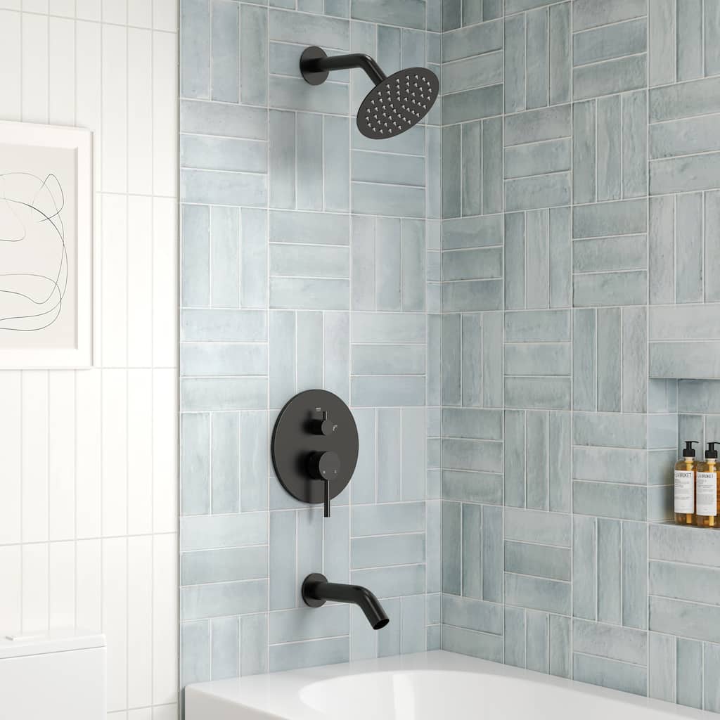 6" Dual-Function Tub and Shower Faucet Set, Modern Tub And Shower Trim Kit Valve Included