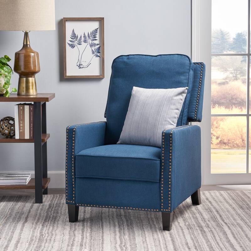 Roomfitters Manual Standard Recliner, Compact Recliner for Living Room, Bedroom, Navy Blue - Navy Blue
