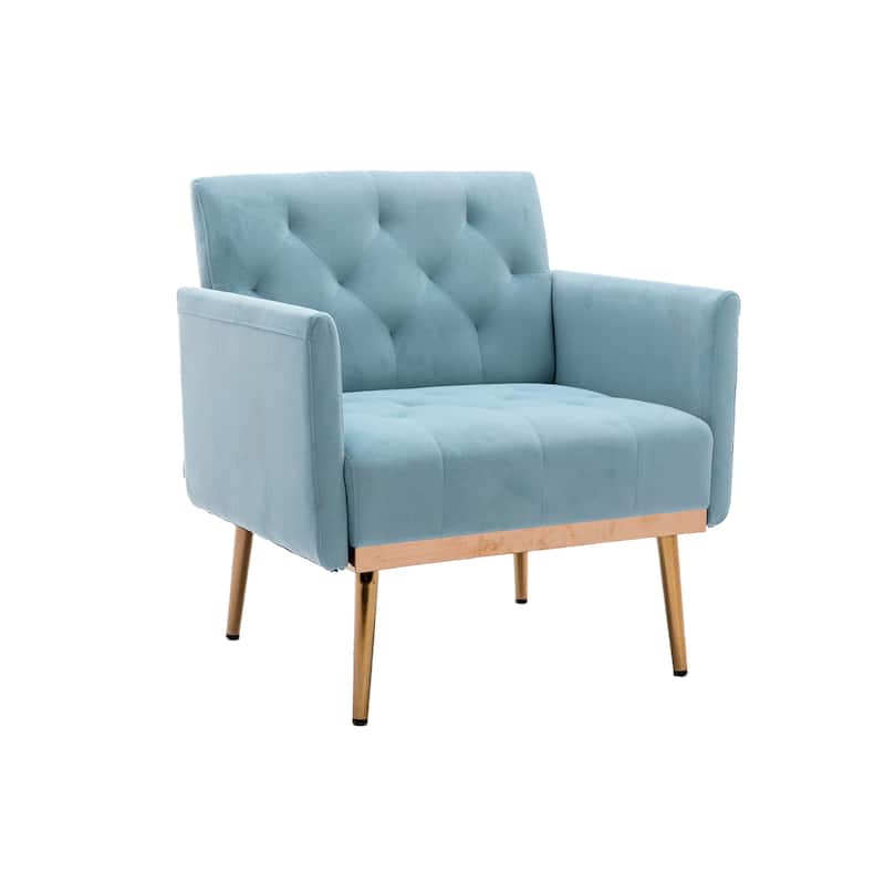 Velvet Upholstered Tufted Accent Chair With Golden feet