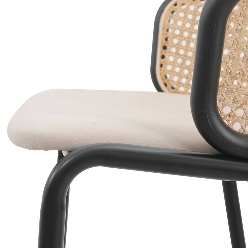 LeisureMod Ervilla Bar Stool with Black Powder Coated Steel Frame Set of 2 - 37"