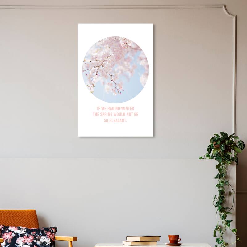 Wynwood Studio Prints Floral and Botanical No Spring No Winter Pink and Light Blue Global Wall Art Canvas Print - 30 x 20