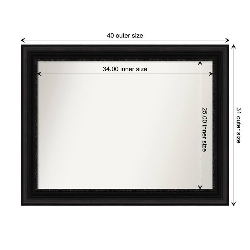 Parlor Black Framed Non-Beveled Custom Wall Mirror, Bathroom Vanity Mirror - Outer Size: 39.75 x 30.75