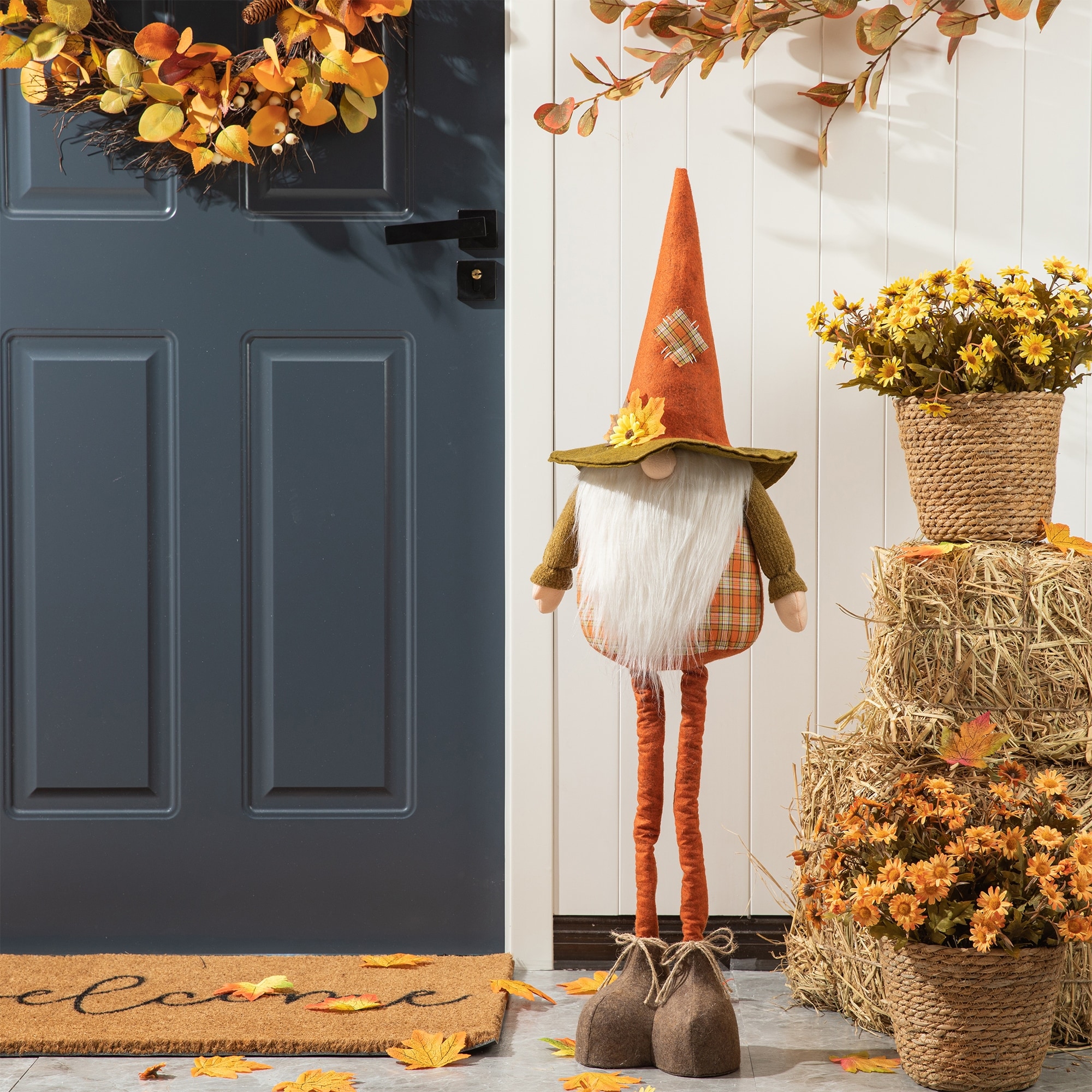 Glitzhome Telescoped Fabric Fall Gnome Standing Decor