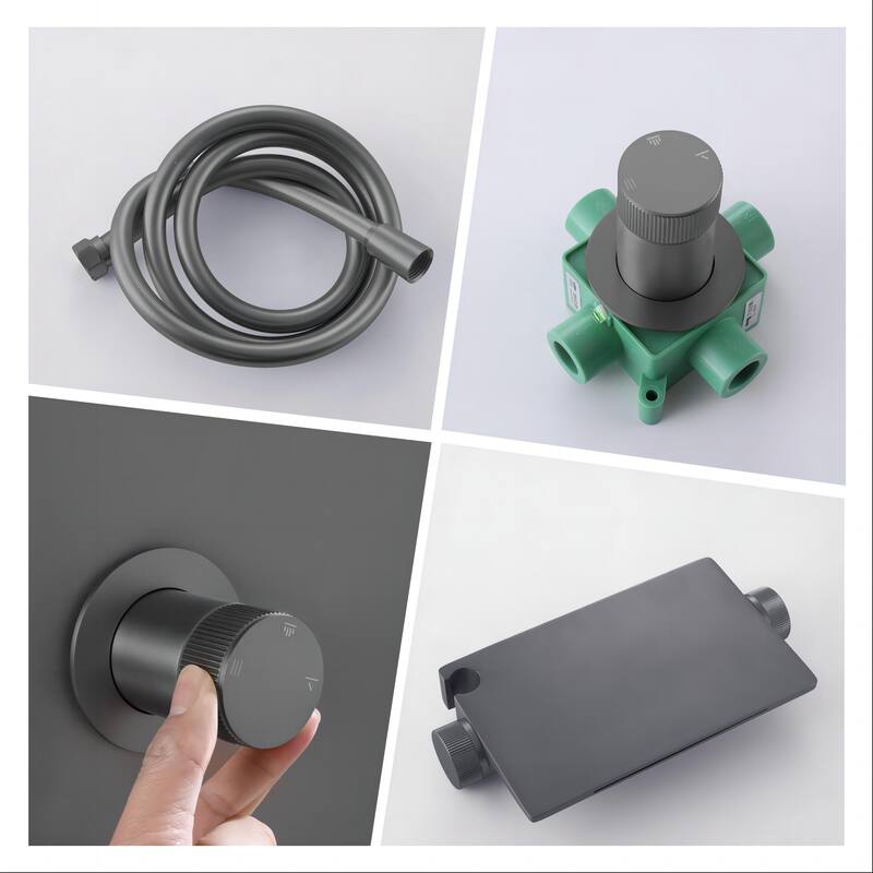 Modland 3-Function Shower System - Gunmetal/Matte Black, Bathtub Spout, 10-Grade Salt Spray