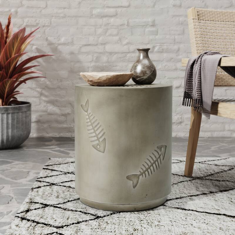 16" outdoor SIDE TABLE FISH PATTERN