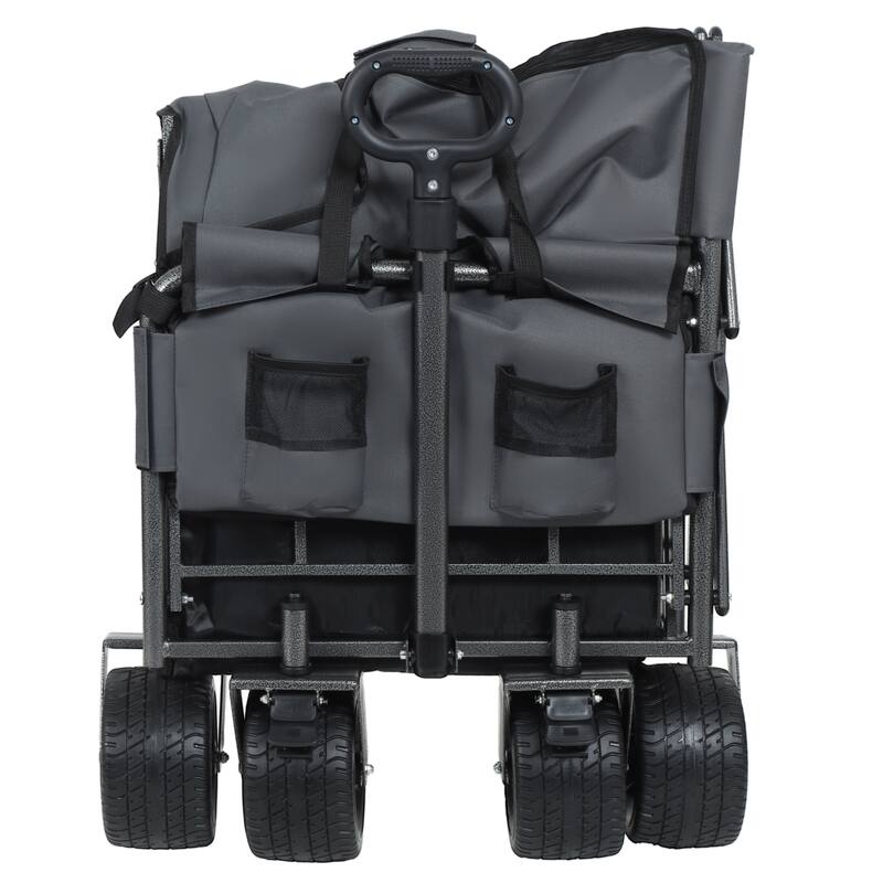 3-in-1 Convertible Folding Wagon Cart with Bench Seat&Storage - 500lbs Heavy-Duty Utility Wagon,180L Capacity All-Terrain Wheels