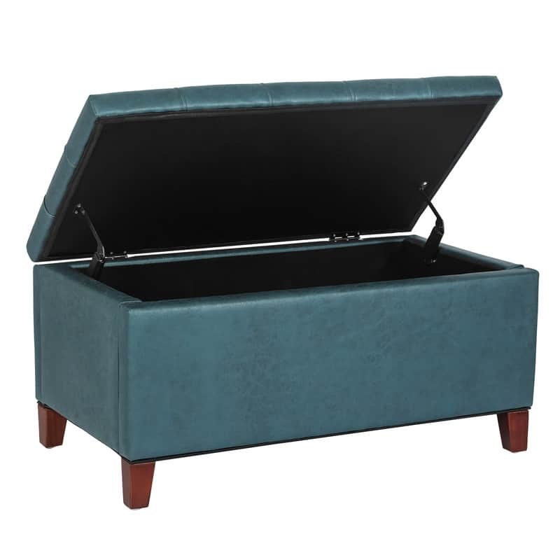 Adeco Storage Ottoman Bench Rectangular PU Leather Assembly Required