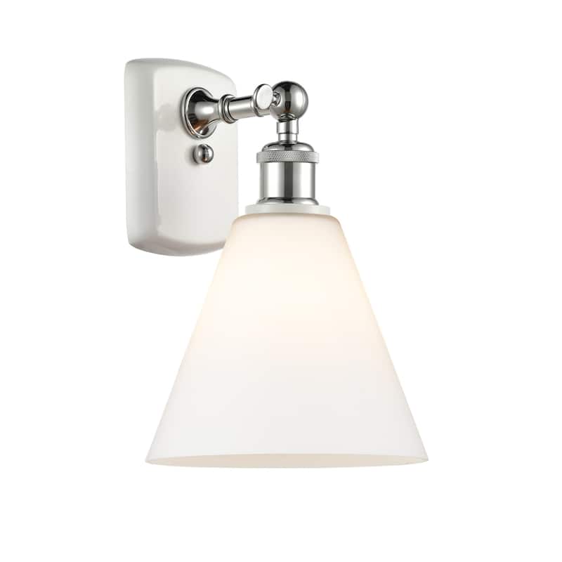 Innovations Lighting 516-1W-11-8 Berkshire Sconce Berkshire 11" Tall - White and Polished Chrome / Matte White