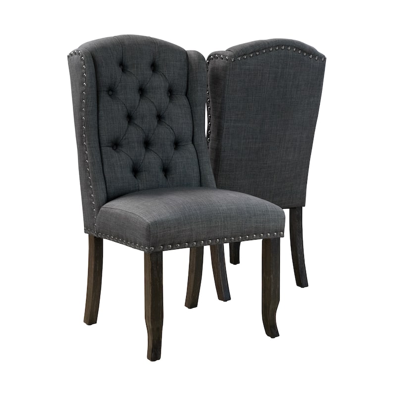 Tays Tufted Linen Wingback Dining Chairs (Set of 2) by Furniture of America