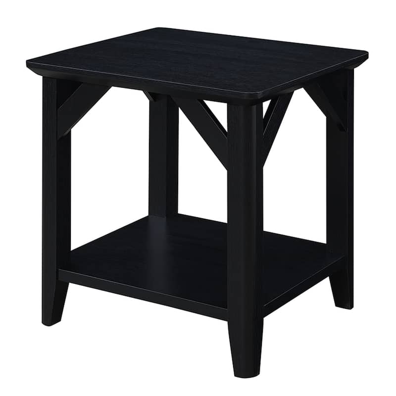 Rustic End Table with Shelf, Two Tier Storage and Tapered Legs, Woodgrain Accent Side Table for Living Room or Office - 22