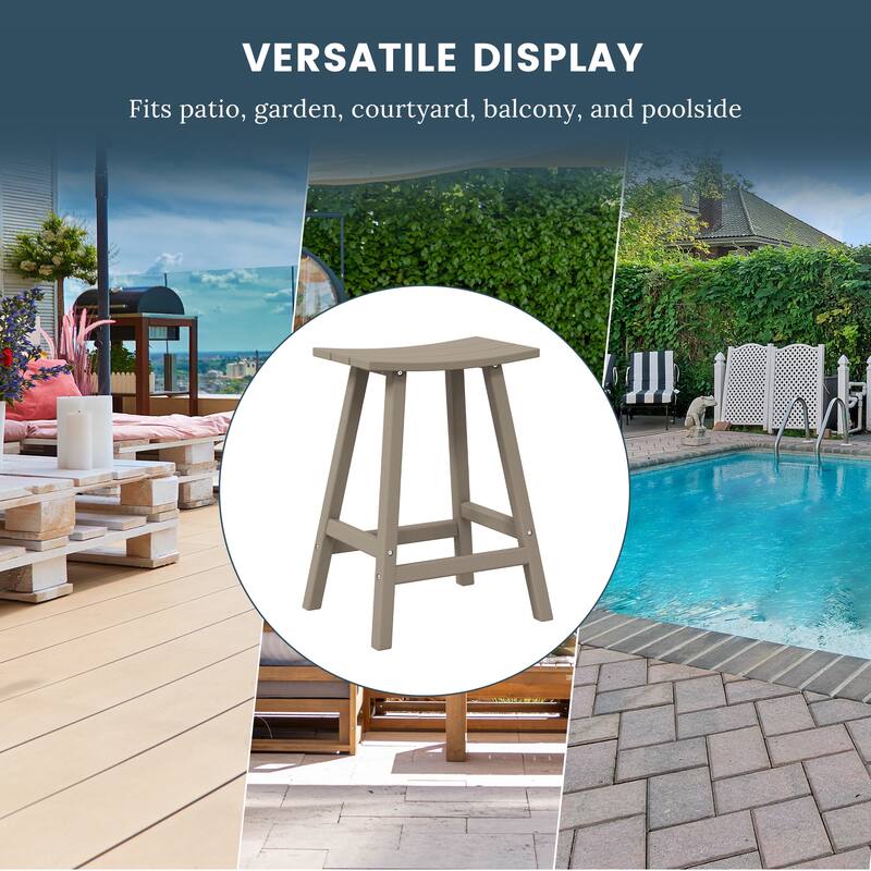 Laguna Hdpe All Weather Outdoor Patio 24" Saddle Seat Counter Stool