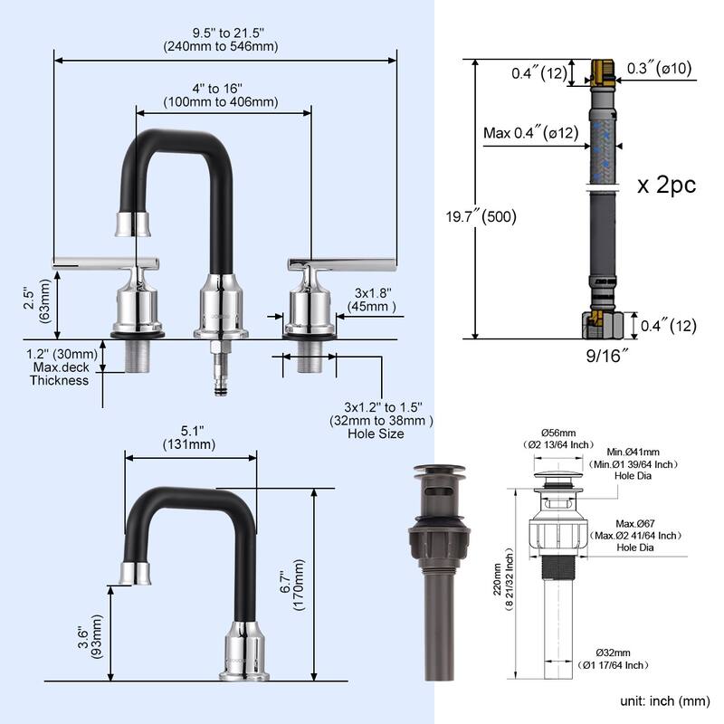 WOWOW Double Handle 8 in. Widespread Bathroom Sink Faucet