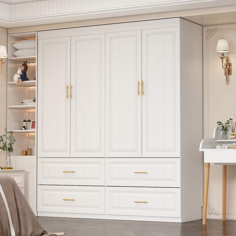 Armoires Wardrobes Hanging Drawers Home Storage Cabinet Combo Dresser - 74.2"x63"