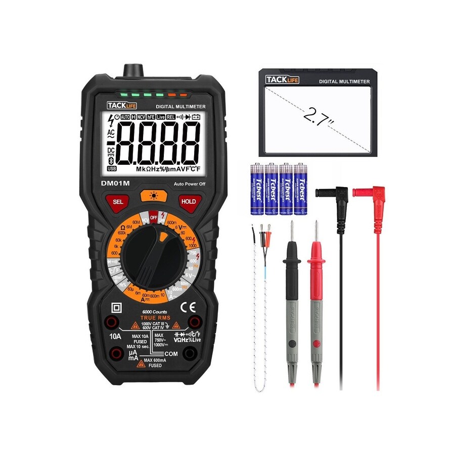 Shop Tacklife Dm01m Advanced Digital Multimeter Trms 6000 Counts Tester Amp Ohm Volt On Sale Overstock 27194263