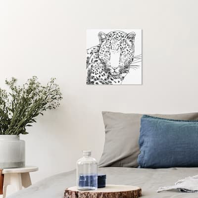 Wynwood Studio Canvas Animals Glitter Stripes Leopard Black White and Metallic Gray Modern & Contemporary Wall Art Canvas Print