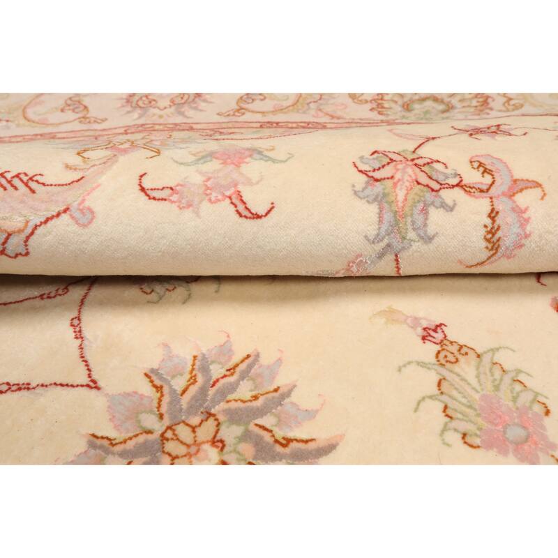 6'6''x6'6'' Round Hand Knotted Wool Ivory Round 400 KPSI Rug - 6' 6'' x 6' 6''-Round