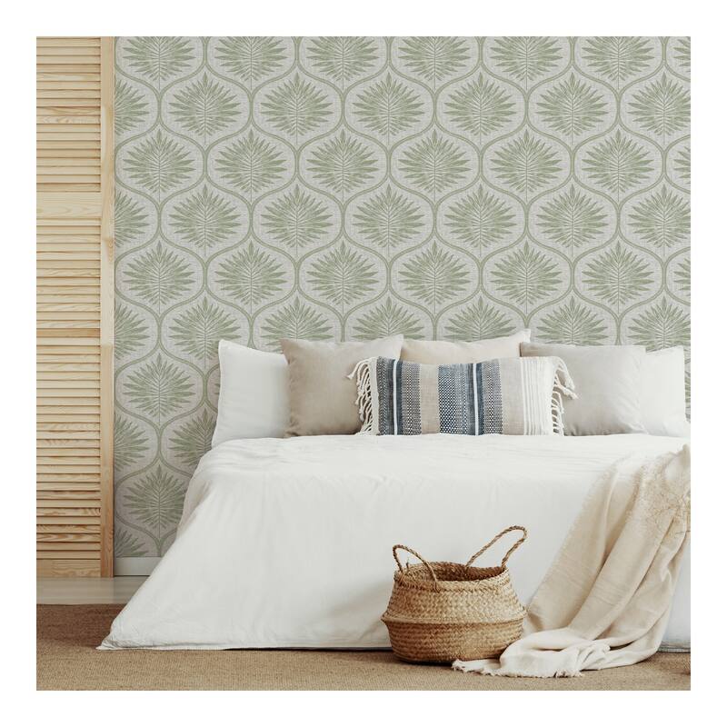 NuWallpaper Green Primitive Leaves Peel & Stick Wallpaper - 216in x 20.5in x 0.025in