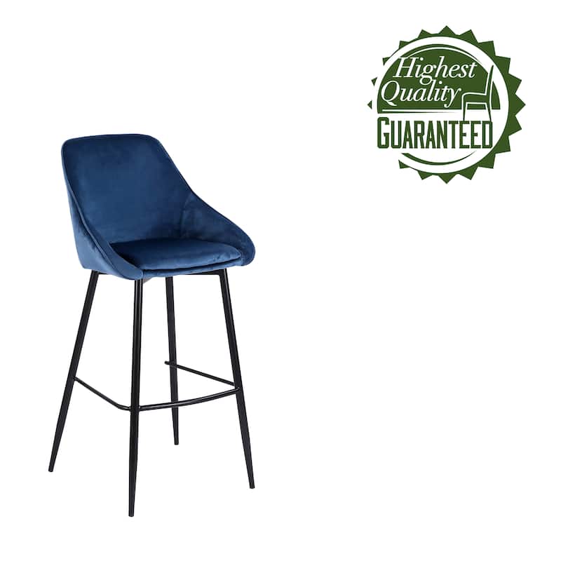 Porthos Home Ugo Bar Stools Set of 2, Velvet Upholstery, Iron Legs