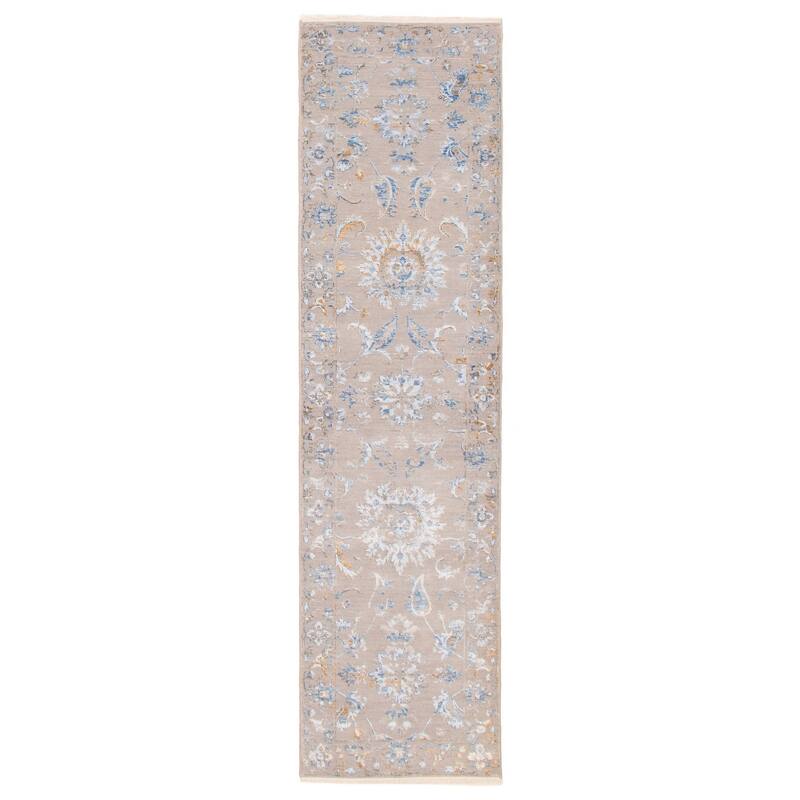 ECARPETGALLERY Hand-knotted Heritage Grey Silk, Wool Rug - 2'7 x 10'0 - Grey - 2'7 x 10'0