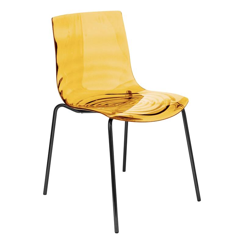 ABS Plastic Dining Chair with Stainless-Steel Legs Astor Series by LeisureMod - Orange