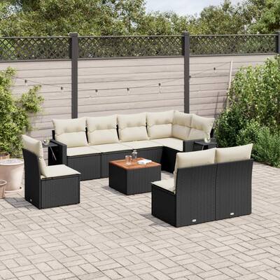vidaXL Garden Sofa Set Black, Cream White - 24.4 x 25.8 x 27.2