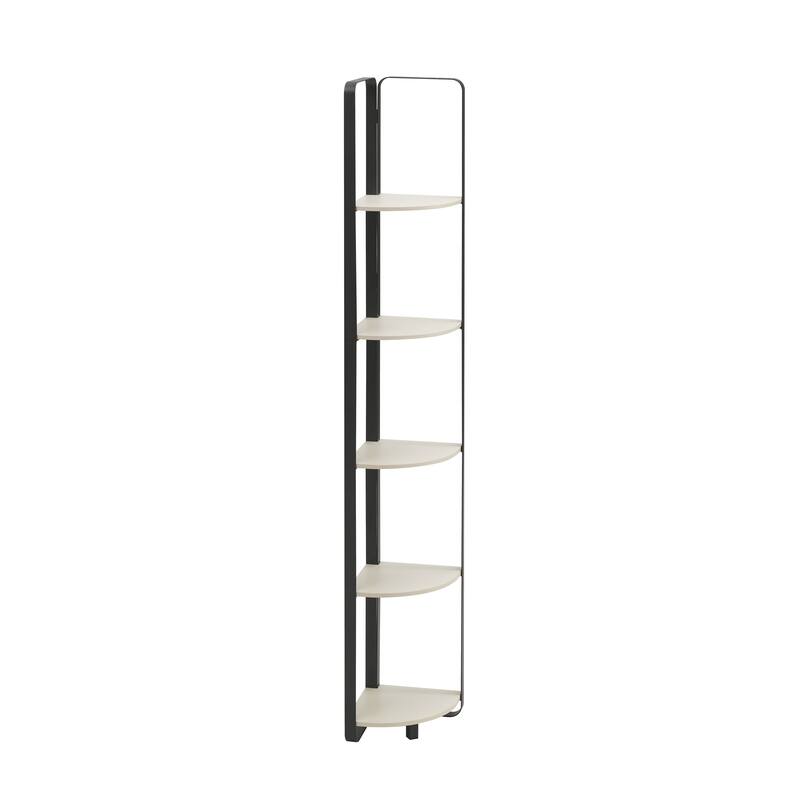 Furniture of America Elowen Modern 5-Shelf Corner Bookcase with Flat Metal Legs