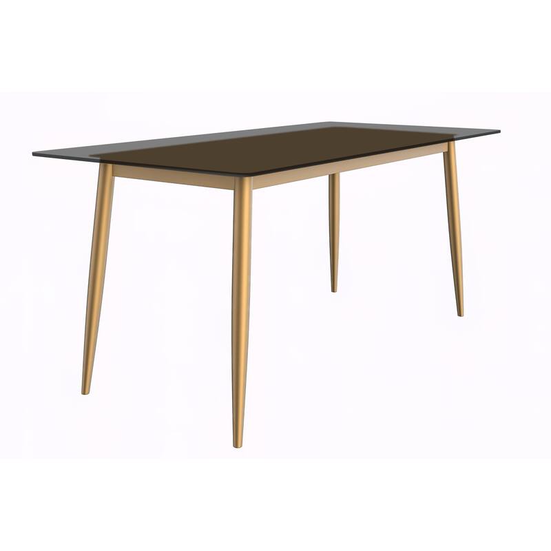 Zayle Dining Table with a 71" Rectangular Top and Gold Steel Base - 71" Wide - Clear