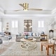 preview thumbnail 2 of 8, Modern Sand Gold Low Profile Flush Mount Ceiling Fan with LED and Remote - 52 Inches