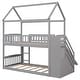 preview thumbnail 3 of 7, Solid Wood Twin Over Twin Bunk Bed with Three Drawers and A Slide, Supported By Wooden Strips