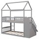 preview thumbnail 3 of 7, Wooden ModernTwin Over Twin Bunk Bed with Drawers and Slide, House Bed