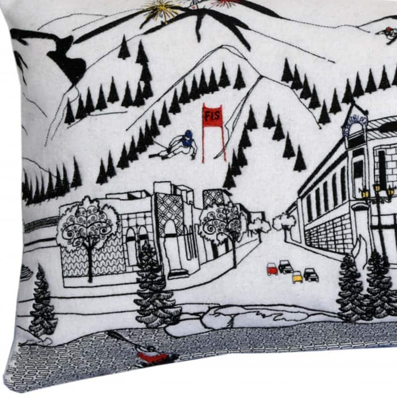 HomeRoots 35" White Aspen Daylight Skyline Lumbar Decorative Pillow