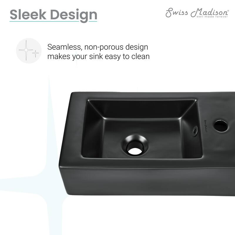 Voltaire 19.5 x 10 Rectangular Ceramic Wall Hung Sink with Right Side Faucet Mount