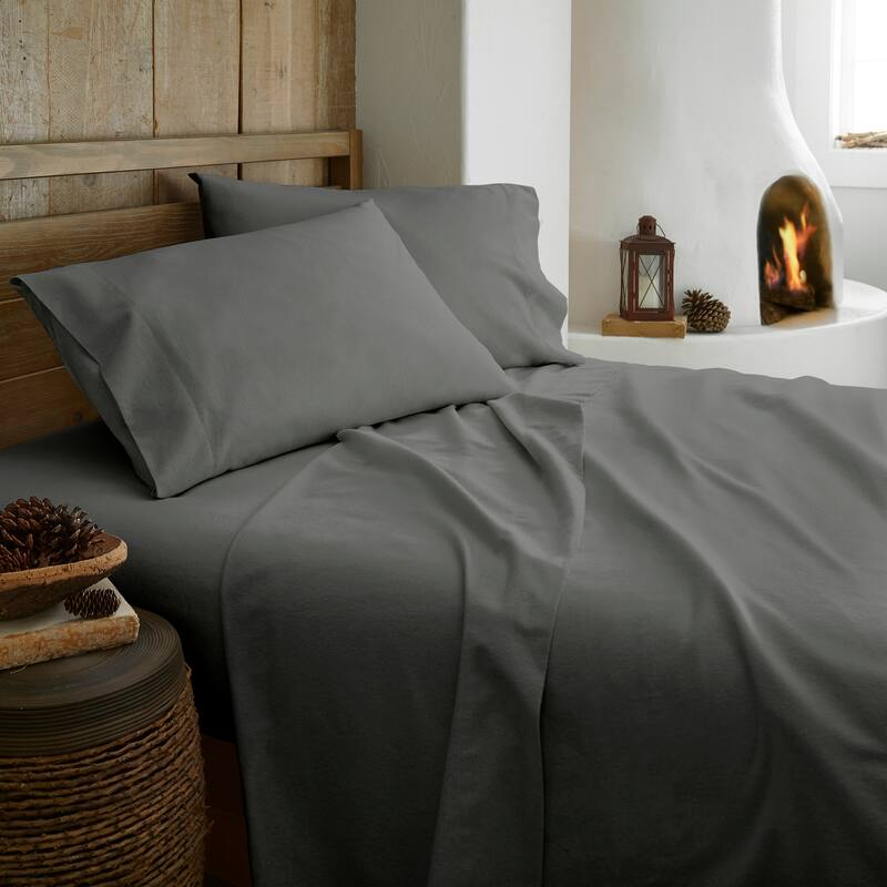 Organic Flannel Sheet Set - Dark Grey - Queen